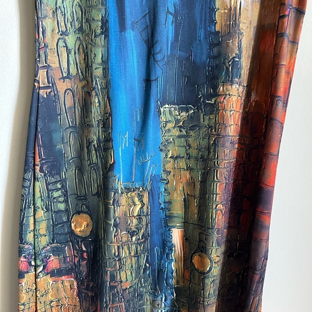 Exclusive Blue/Orange/Green Shift Dress Size M - Picture 2 of 4